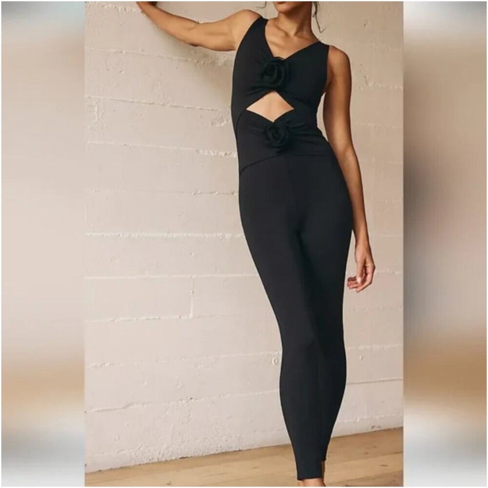NWT Free People Movement‎ Rosette Onesie in Black Size Small